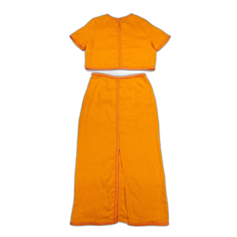 NWT Magaschoni 100% Linen Crop Top Skirt Set Co-Ord Resort Boho Quiet Luxury - Picture 11 of 13
